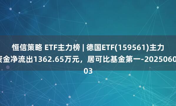 恒信策略 ETF主力榜 | 德国ETF(159561)主力资金净流出1362.65万元，居可比基金第一-20250603