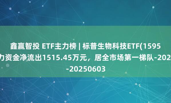 鑫赢智投 ETF主力榜 | 标普生物科技ETF(159502)主力资金净流出1515.45万元，居全市场第一梯队-20250603
