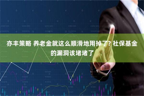 亦丰策略 养老金就这么顺滑地用掉了? 社保基金的漏洞该堵堵了